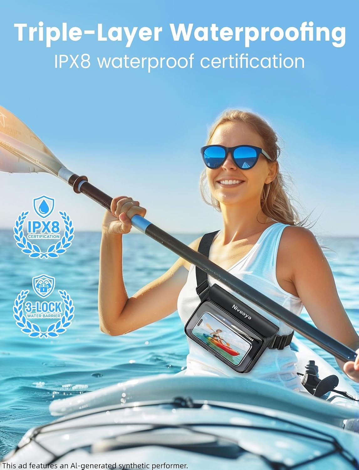 Niveaya Floating Waterproof Fanny Pack, 2-Pack – IPX8, Up to 9.5"