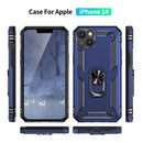TJS "DuoGuard" Ring Kickstand Phone Case for iPhone 14 Max