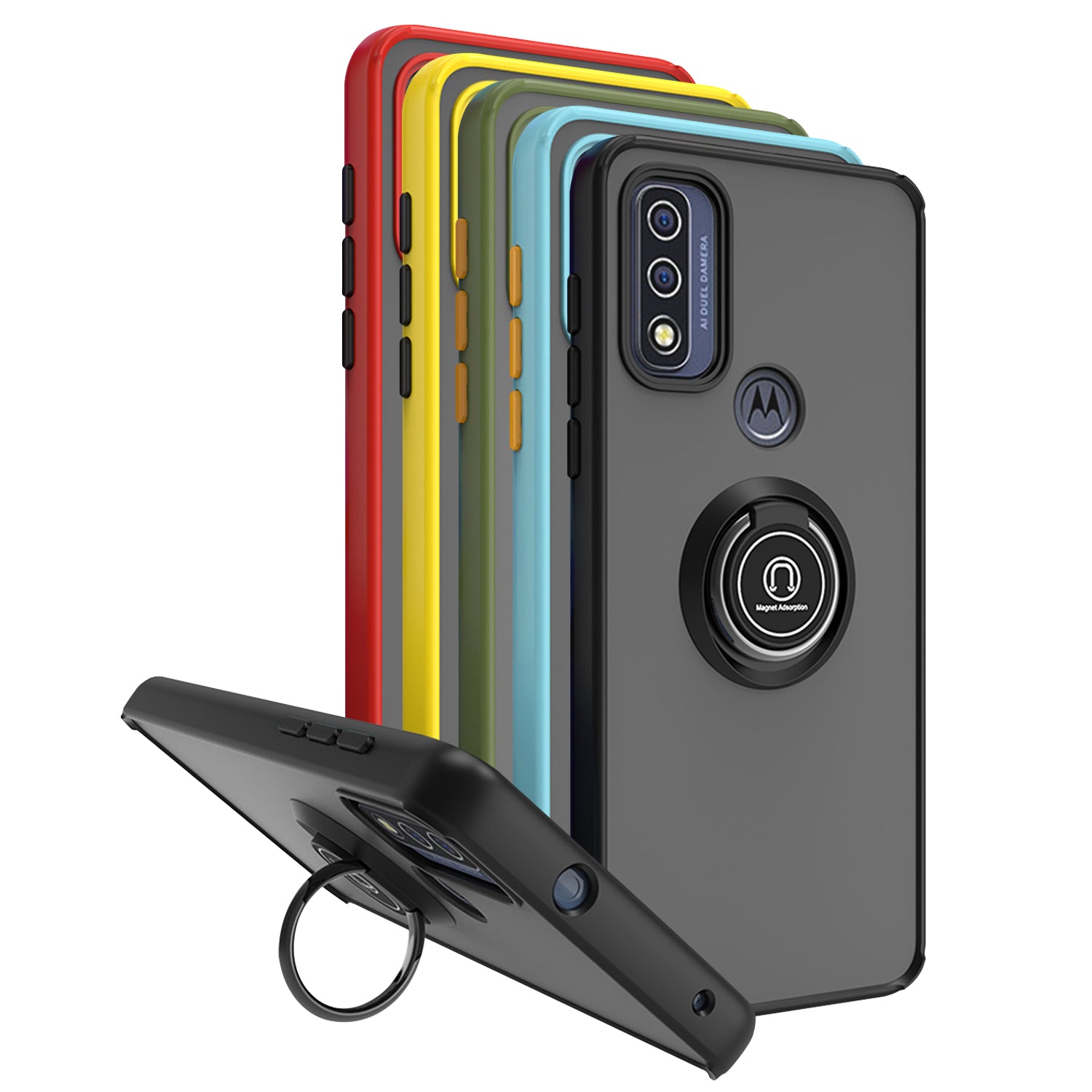 TJS "Define" Ring Kickstand Phone Case for Motorola G pure 2021