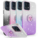 TJS "VENUS" Gradient Glitter Ring Kickstand Phone Case for Motorola Edge Plus 2023