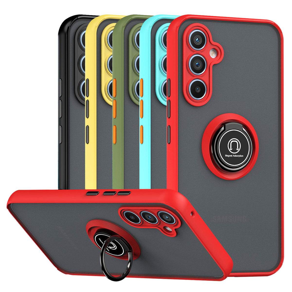 TJS "Define" Ring Kickstand Phone Case for Samsung Galaxy A54 5G