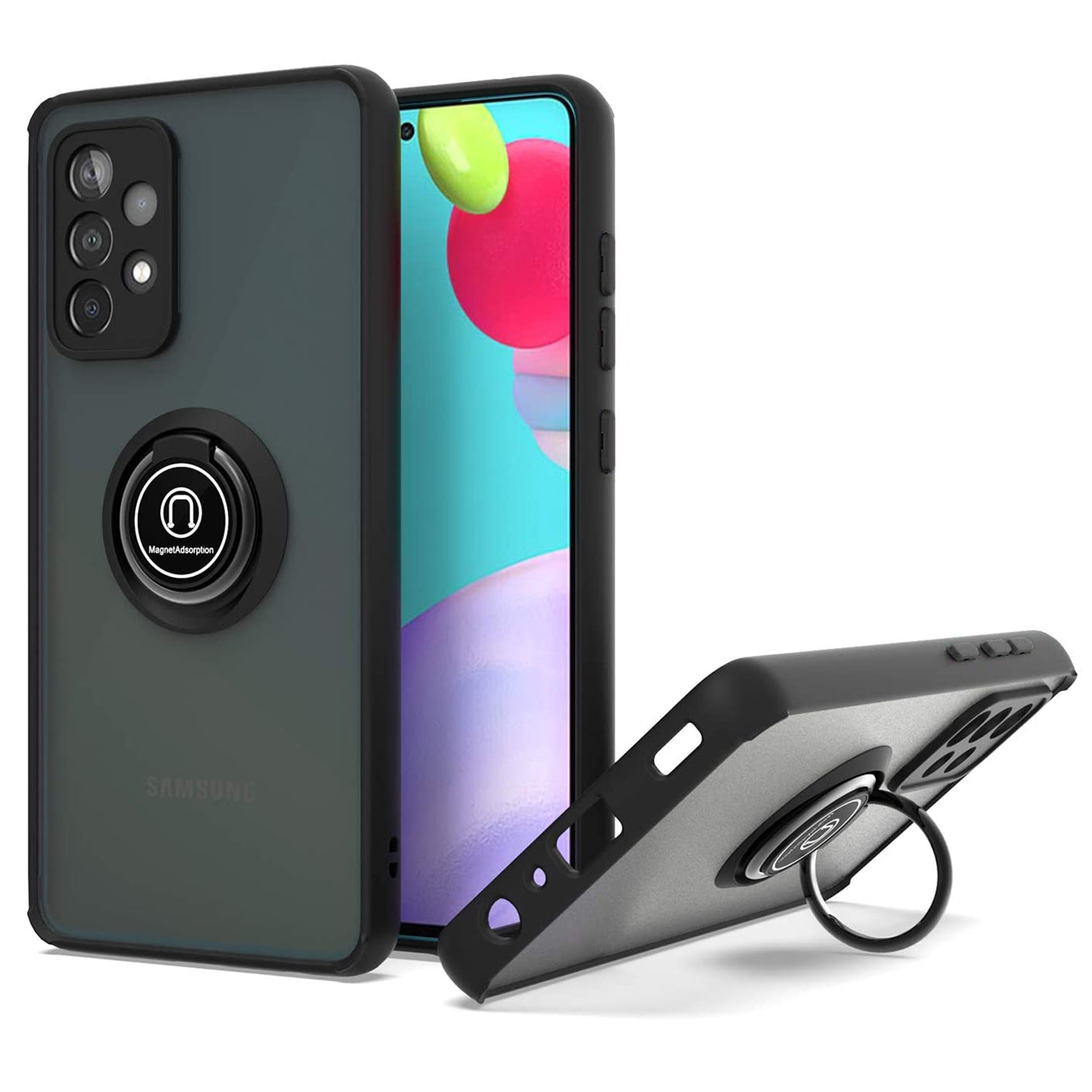 TJS "Define" Ring Kickstand Phone Case for Samsung Galaxy A53 5G
