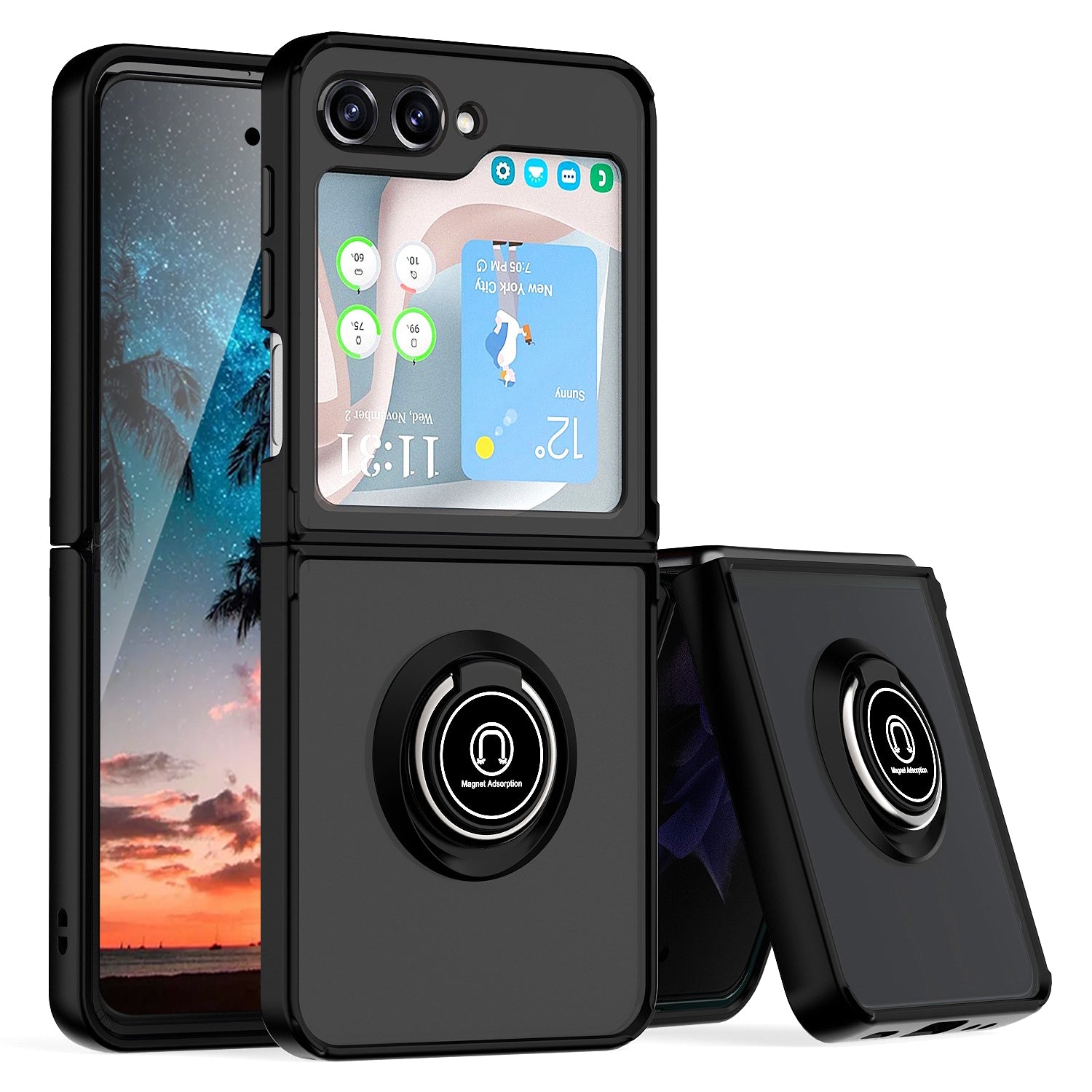 TJS "Define" Ring Kickstand Phone Case for Samsung Galaxy Z Flip 5