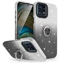 TJS "VENUS" Gradient Glitter Ring Kickstand Phone Case for Motorola Edge Plus 2023