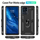 TJS "DuoGuard" Ring Kickstand Phone Case for Motorola Edge Plus 2023
