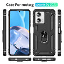 TJS "DuoGuard" Ring Kickstand Phone Case for Motorola Moto G Power 2023