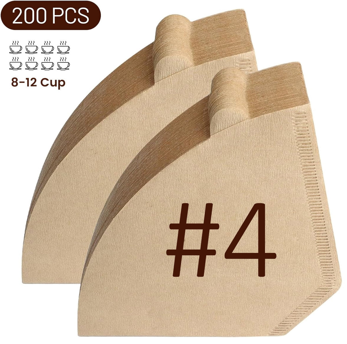 TJS Size 04 unbleached cone coffee filters 200 count