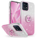 TJS "VENUS" Gradient Glitter Ring Kickstand Phone Case for Motorola Edge Plus 2023