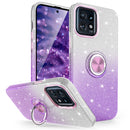 TJS "VENUS" Gradient Glitter Ring Kickstand Phone Case for Motorola Edge Plus 2023