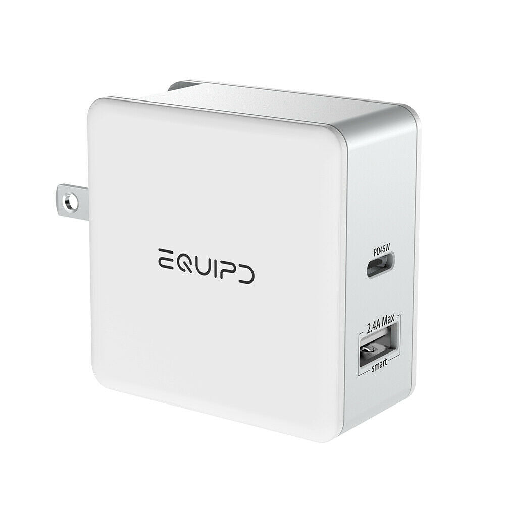 USB C Wall Charger 45W 2 Port Compact Type C Charger Power Delivery and USB fast charging ports with Foldable Plug - InfinityAccessories017