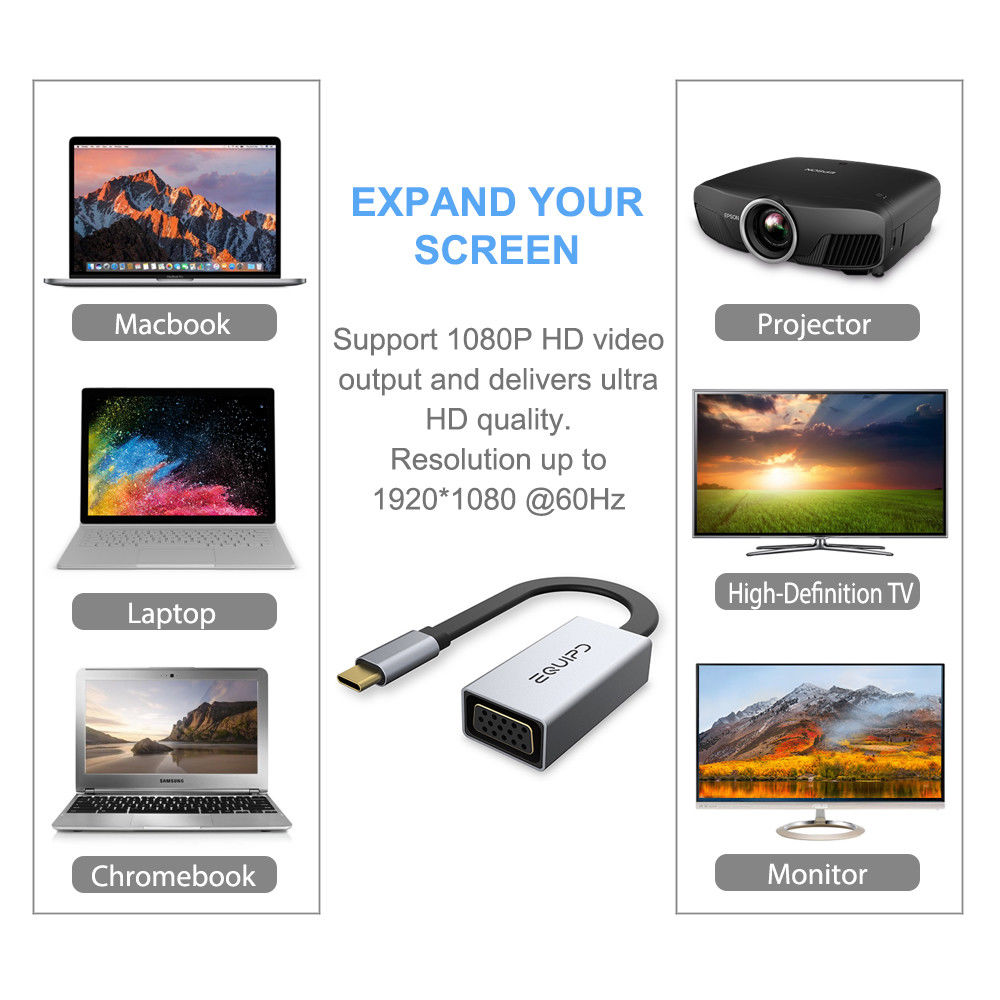 Aluminum USB C to HDMI VGA Adpater - InfinityAccessories017