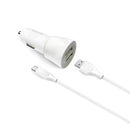 ESOULK 12W 2.4A Dual USB Travel Car Charger with 5ft USB to USB-C Charging Cable