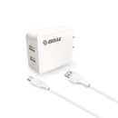ESOULK 12W 2.4A Dual USB Travel Wall Charger with 5ft USB to USB-C Charging Cable