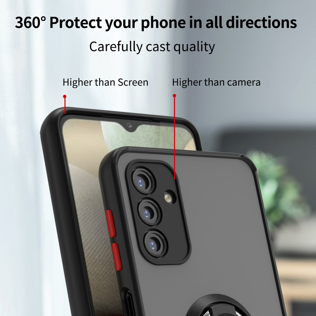 TJS "Define" Ring Kickstand Phone Case for Samsung Galaxy A13 5G