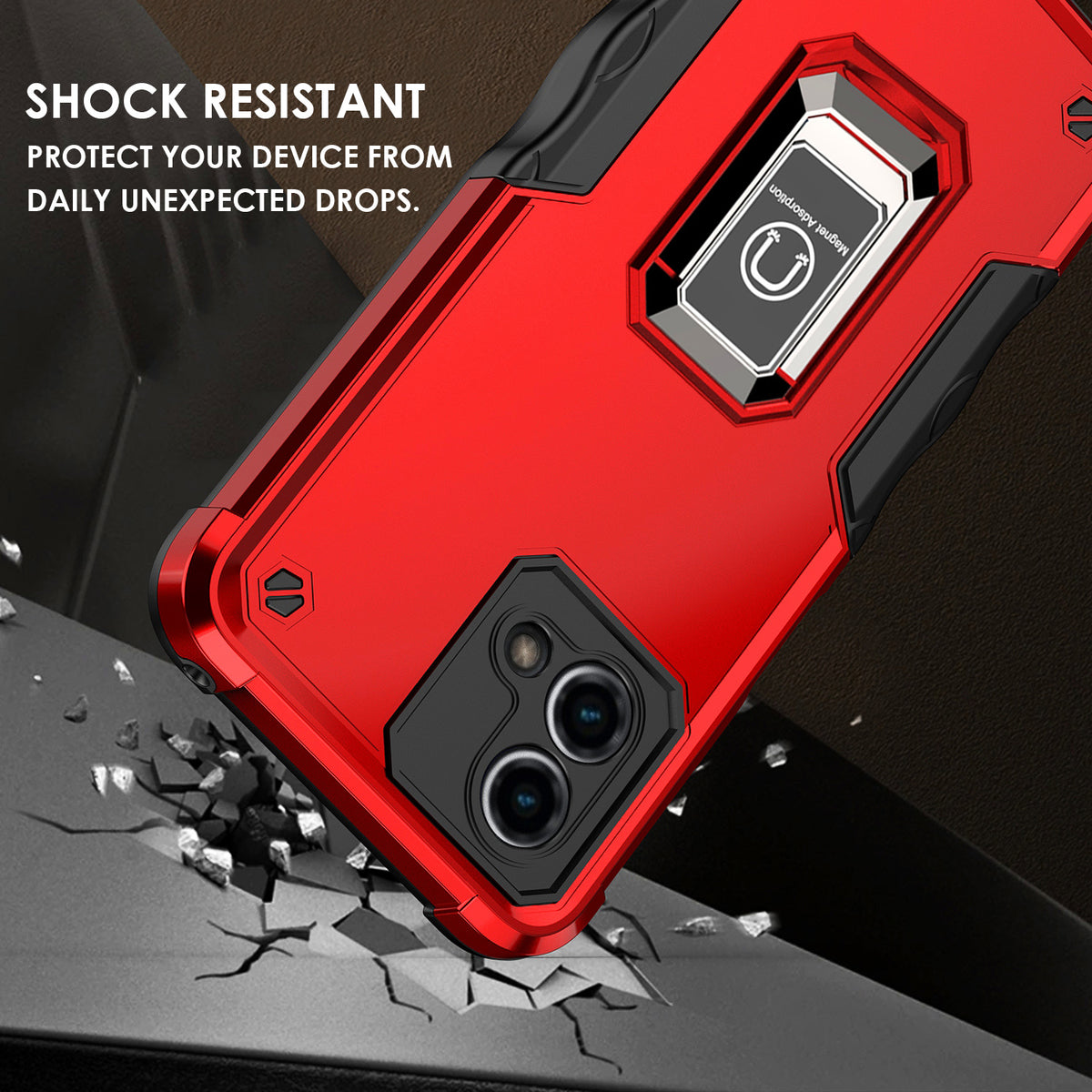 TJS "ArmorBox" Ring Kickstand Phone Case for Motorola G Stylus 5G 2023