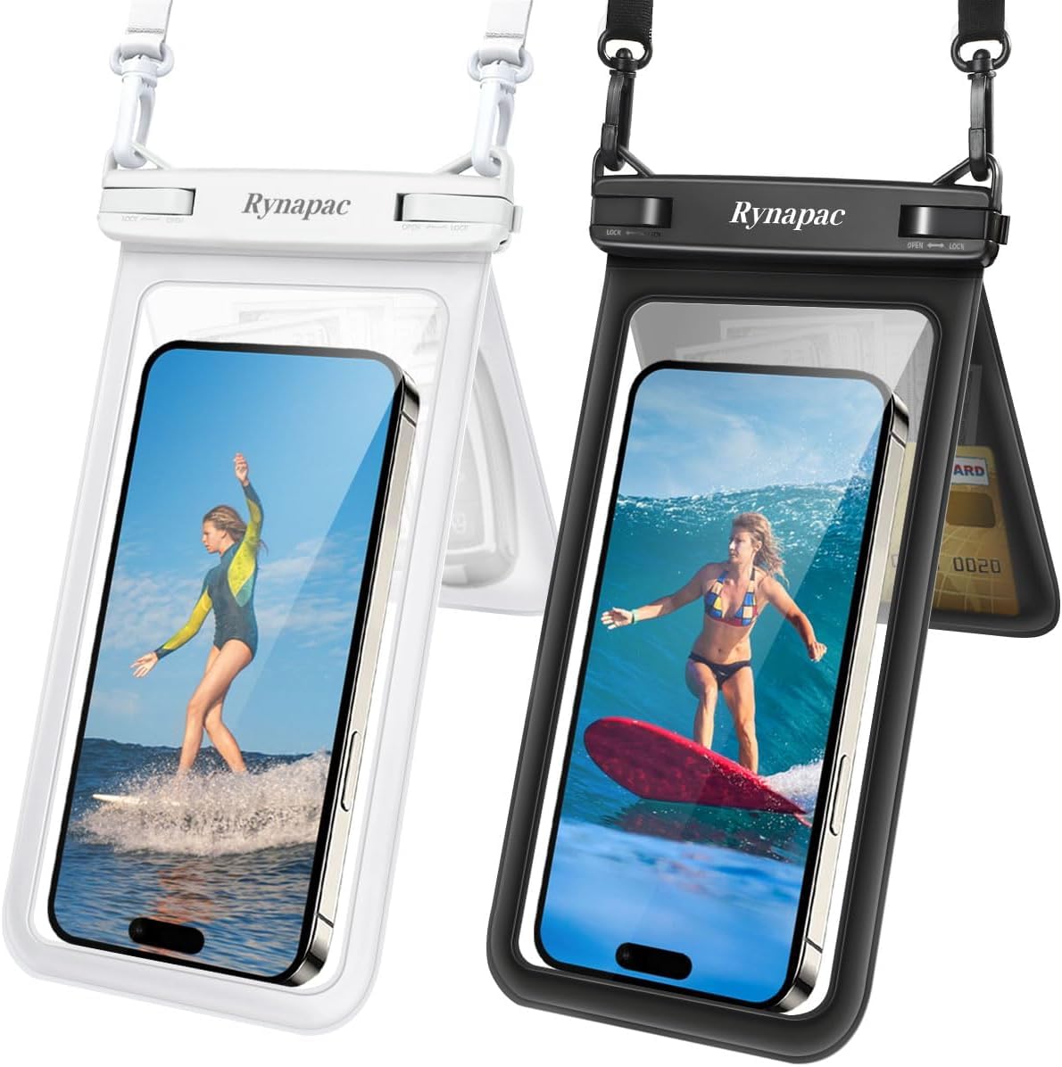 Rynapac Waterproof Phone Pouch, 2-Pack – IPX8 Dual Compartment, Up to 8.5"