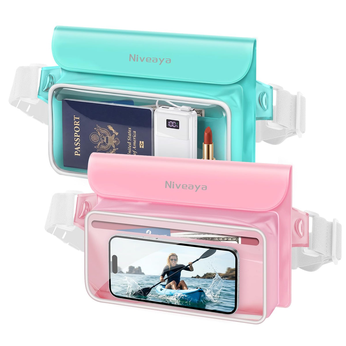 Niveaya Floating Waterproof Fanny Pack, 2-Pack – IPX8, Up to 9.5"