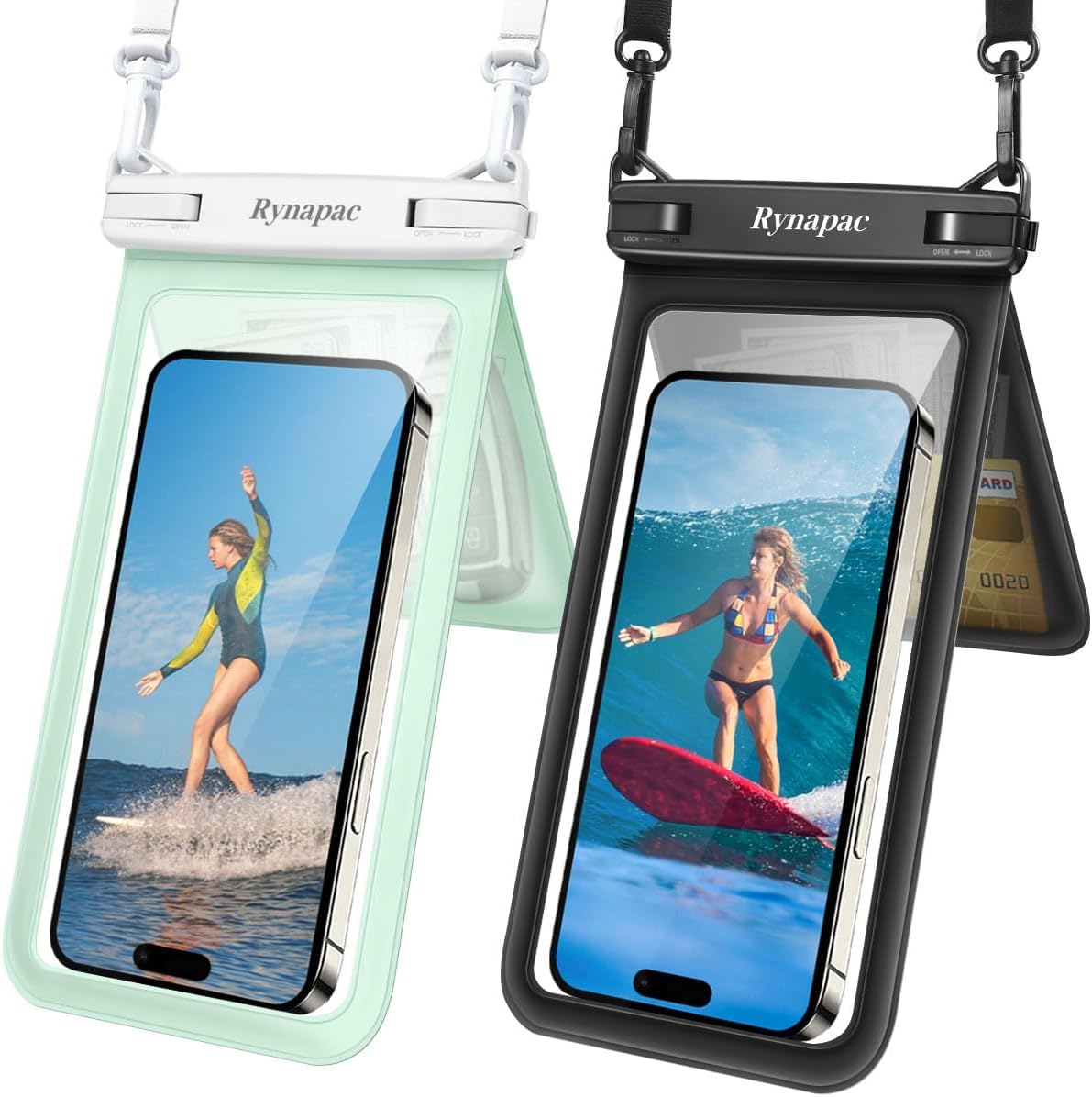 Rynapac Waterproof Phone Pouch, 2-Pack – IPX8 Dual Compartment, Up to 8.5"