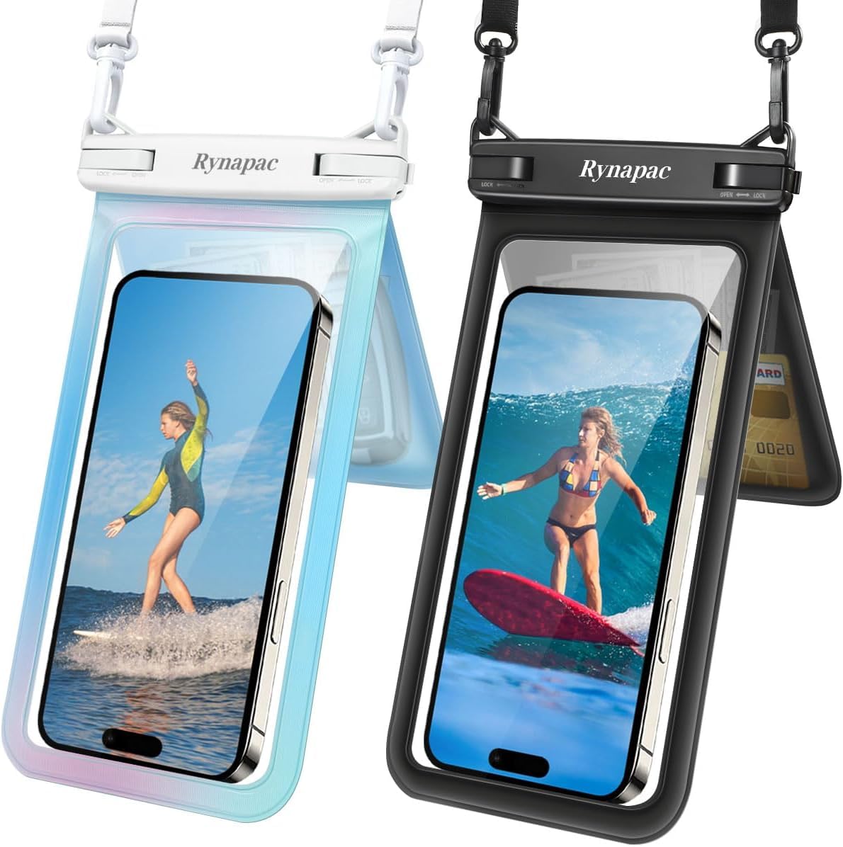 Rynapac Waterproof Phone Pouch, 2-Pack – IPX8 Dual Compartment, Up to 8.5"