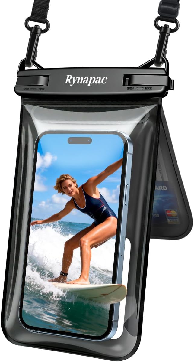 Rynapac Floating Waterproof Phone Pouch – IPX8 Dual-Compartment Design, Up to 8.5"