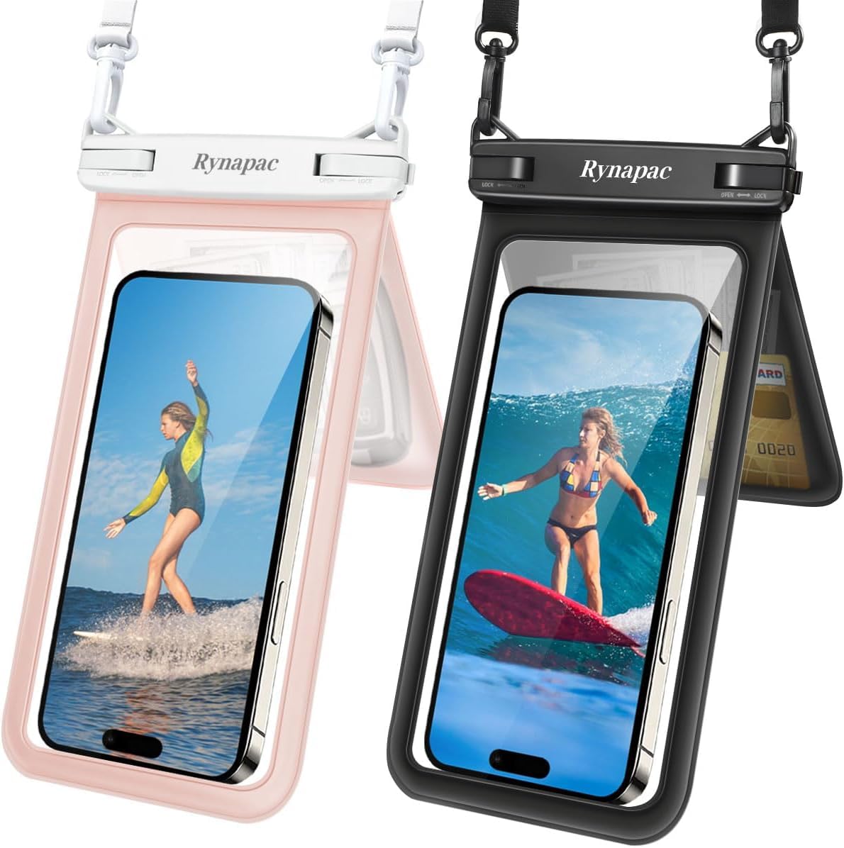 Rynapac Waterproof Phone Pouch, 2-Pack – IPX8 Dual Compartment, Up to 8.5"