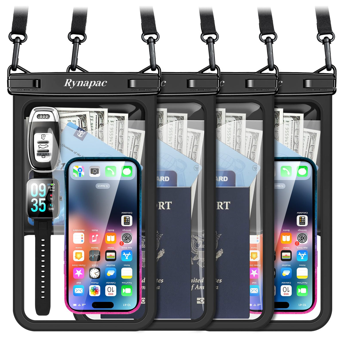 Rynapac Waterproof Phone Pouch, 2-Pack – IPX8 with Inner Pocket, 8.5" & 10"
