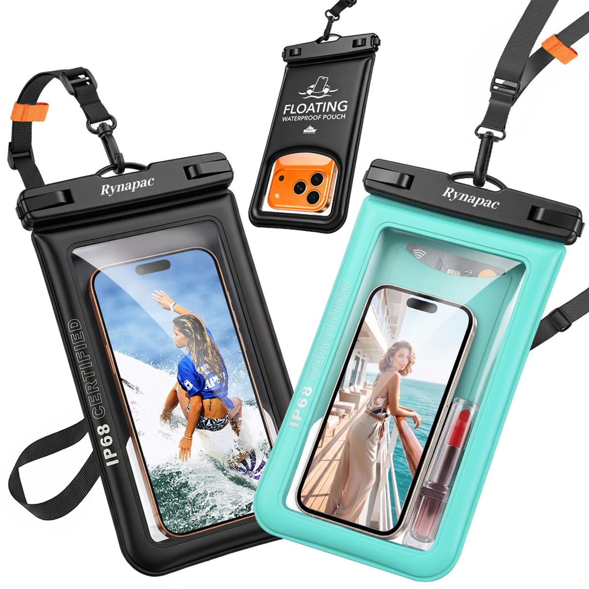 Rynapac Floating Waterproof Phone Pouch, 2-Pack – IP68, Up to 9.0"