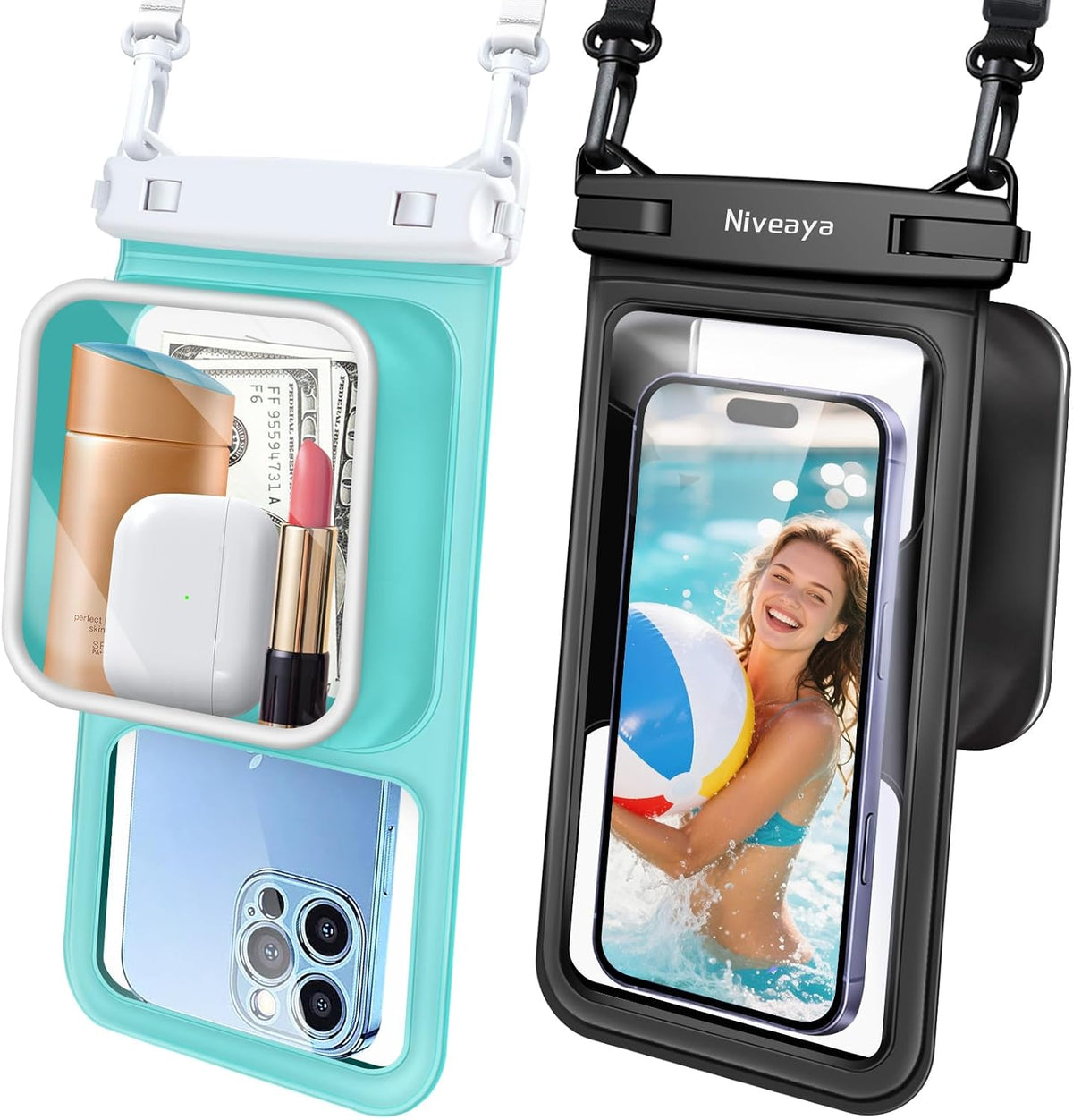 Niveaya Floating Waterproof Phone Pouch, 2-Pack – IPX8, Up to 8.5"
