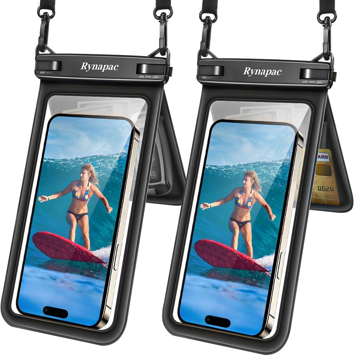 Rynapac Waterproof Phone Pouch, 2-Pack – IPX8 Dual Compartment, Up to 8.5"