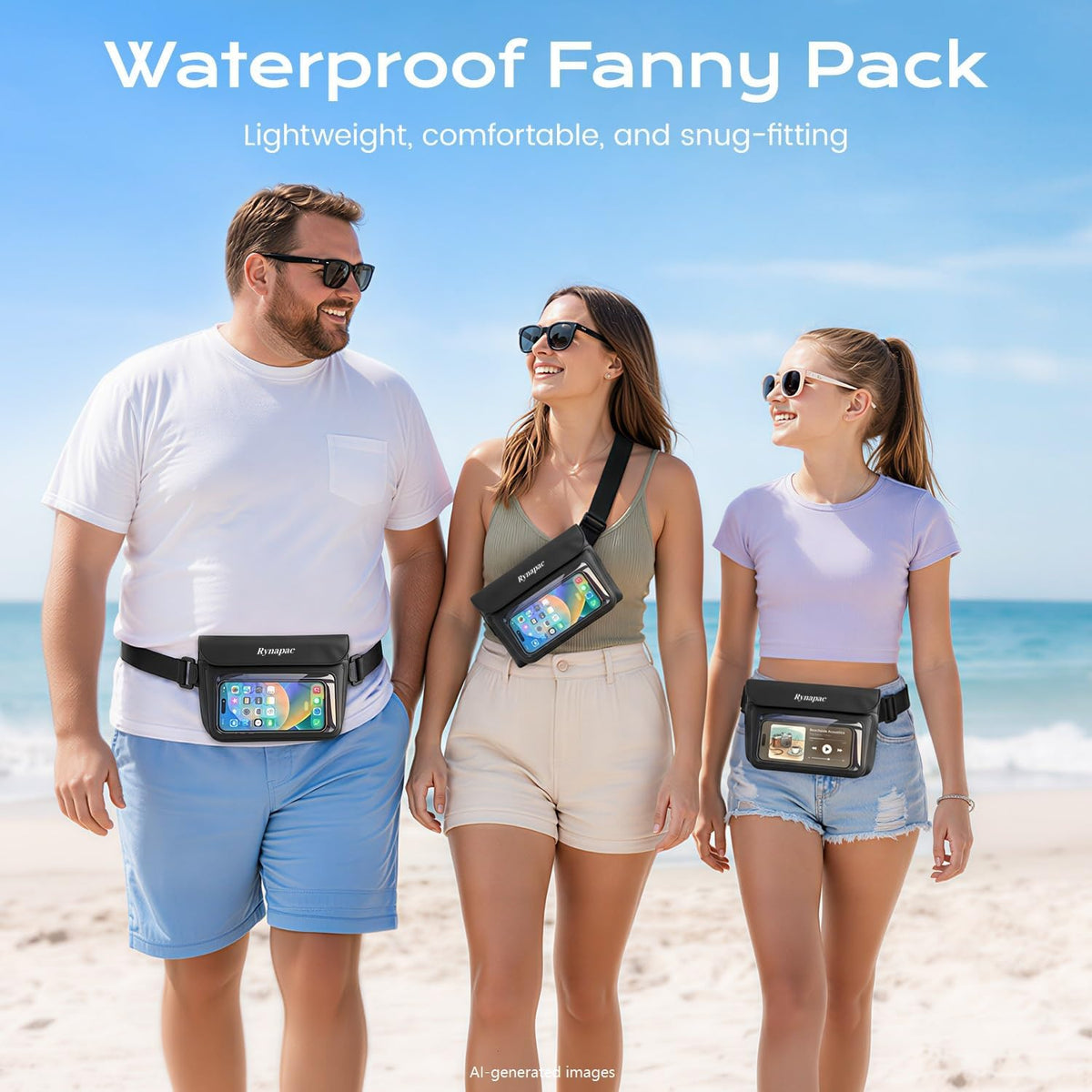 Rynapac Waterproof Fanny Pack, 2-Pack – IPX8 Dual-Layer Design