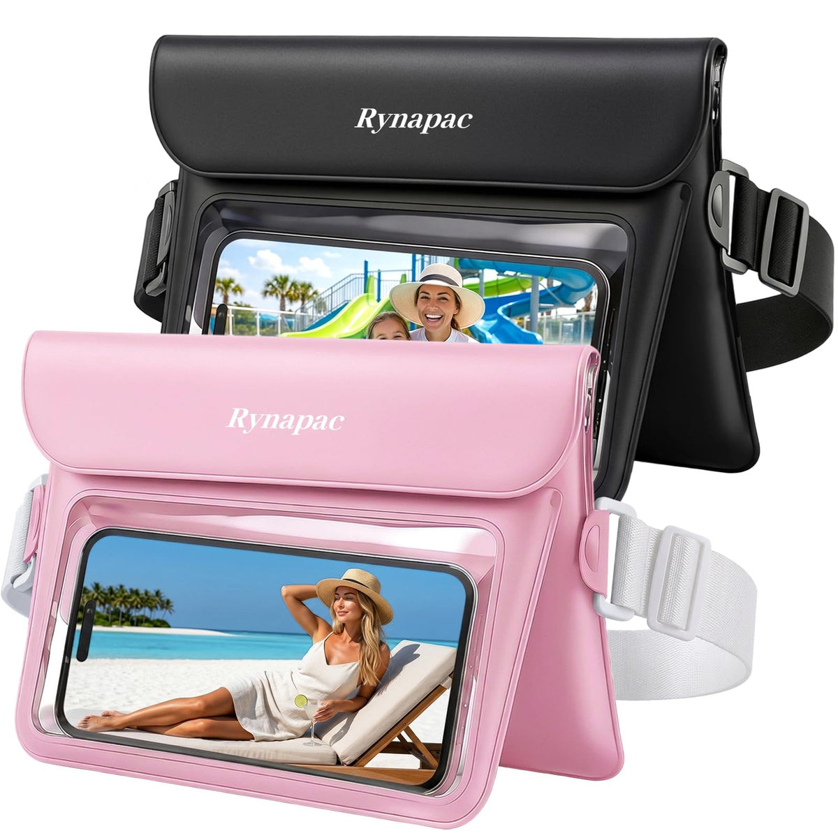 Rynapac Waterproof Fanny Pack, 2-Pack – IPX8 Dual-Layer Design