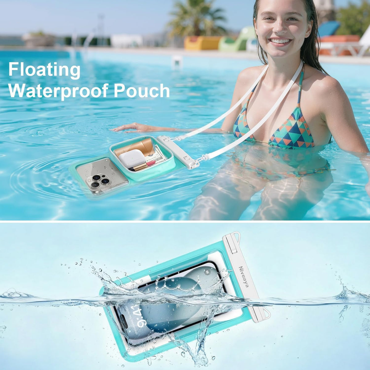 Niveaya Floating Waterproof Phone Pouch, 2-Pack – IPX8, Up to 8.5"