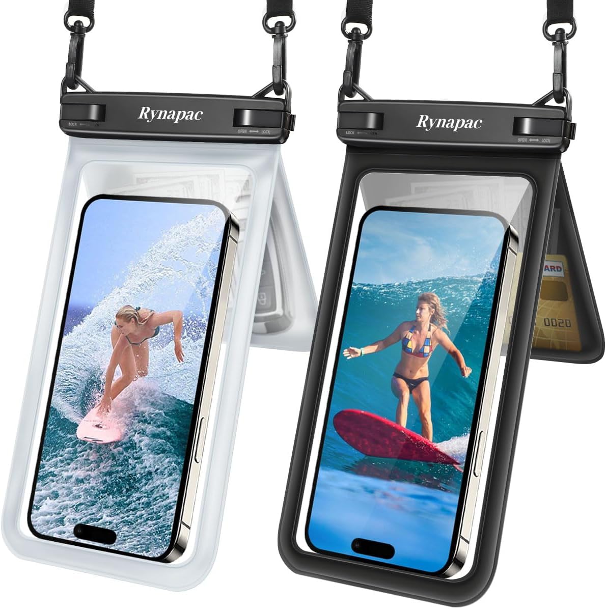 Rynapac Waterproof Phone Pouch, 2-Pack – IPX8 Dual Compartment, Up to 8.5"