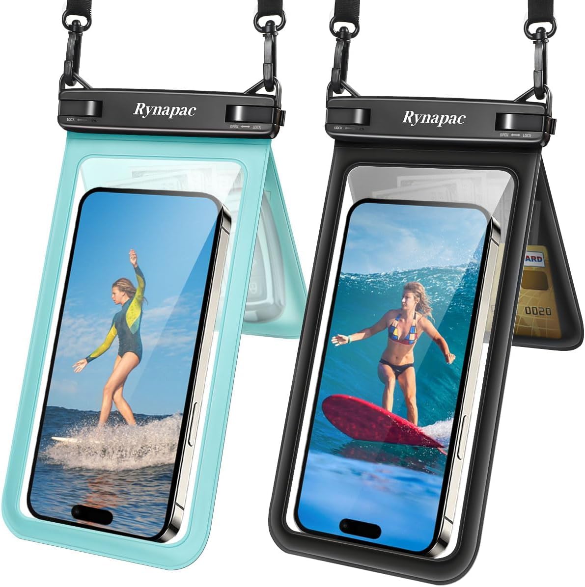 Rynapac Waterproof Phone Pouch, 2-Pack – IPX8 Dual Compartment, Up to 8.5"