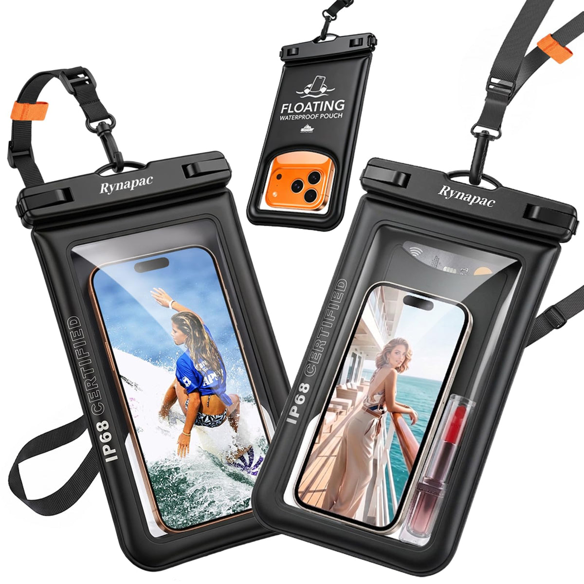 Rynapac Floating Waterproof Phone Pouch, 2-Pack – IP68, Up to 9.0"