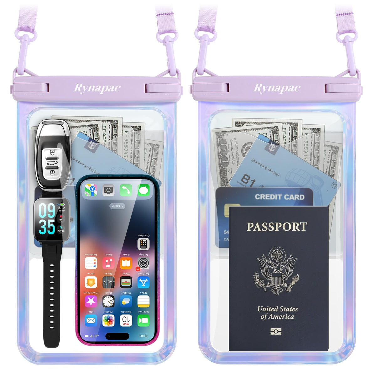 Rynapac Waterproof Phone Pouch, 2-Pack – IPX8 with Inner Pocket, 8.5" & 10"