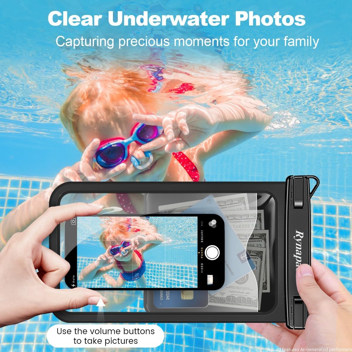 Rynapac Waterproof Phone Pouch, 2-Pack – IPX8 with Inner Pocket, 8.5" & 10"