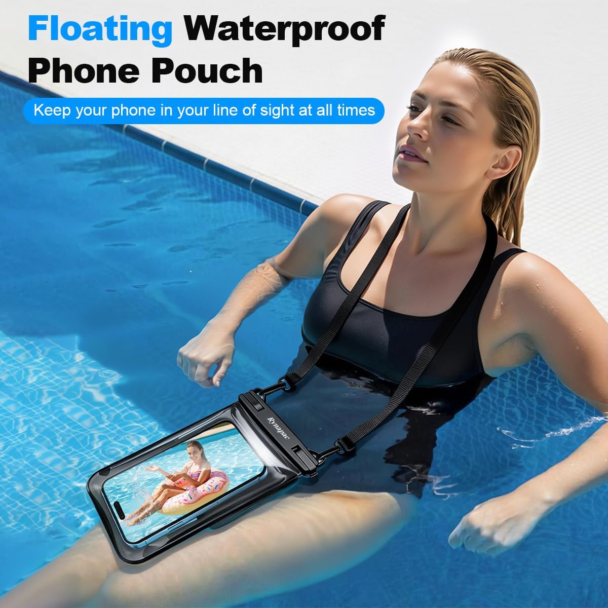 Rynapac Floating Waterproof Phone Pouch – IPX8 Dual-Compartment Design, Up to 8.5"