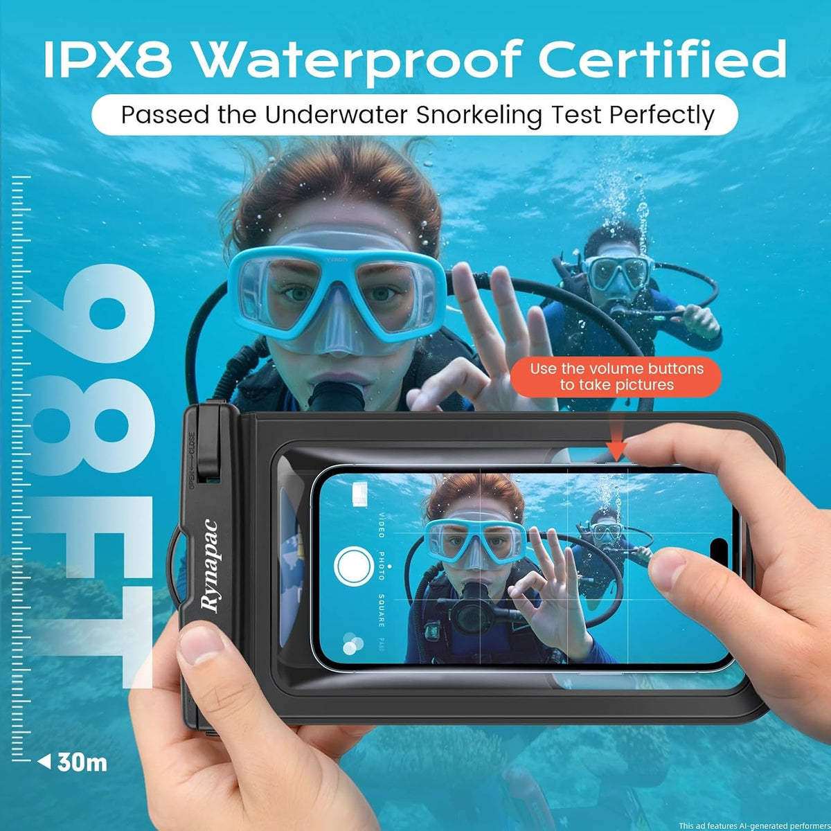 ynapac Waterproof Phone Pouch, 2-Pack – IPX8, Up to 8.5"