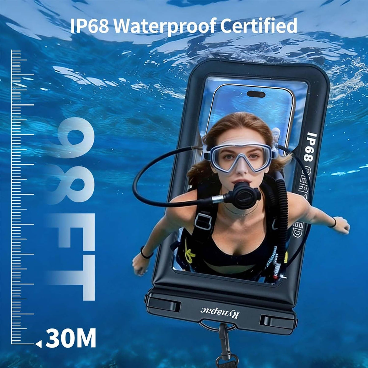 Rynapac Floating Waterproof Phone Pouch, 2-Pack – IP68, Up to 9.0"