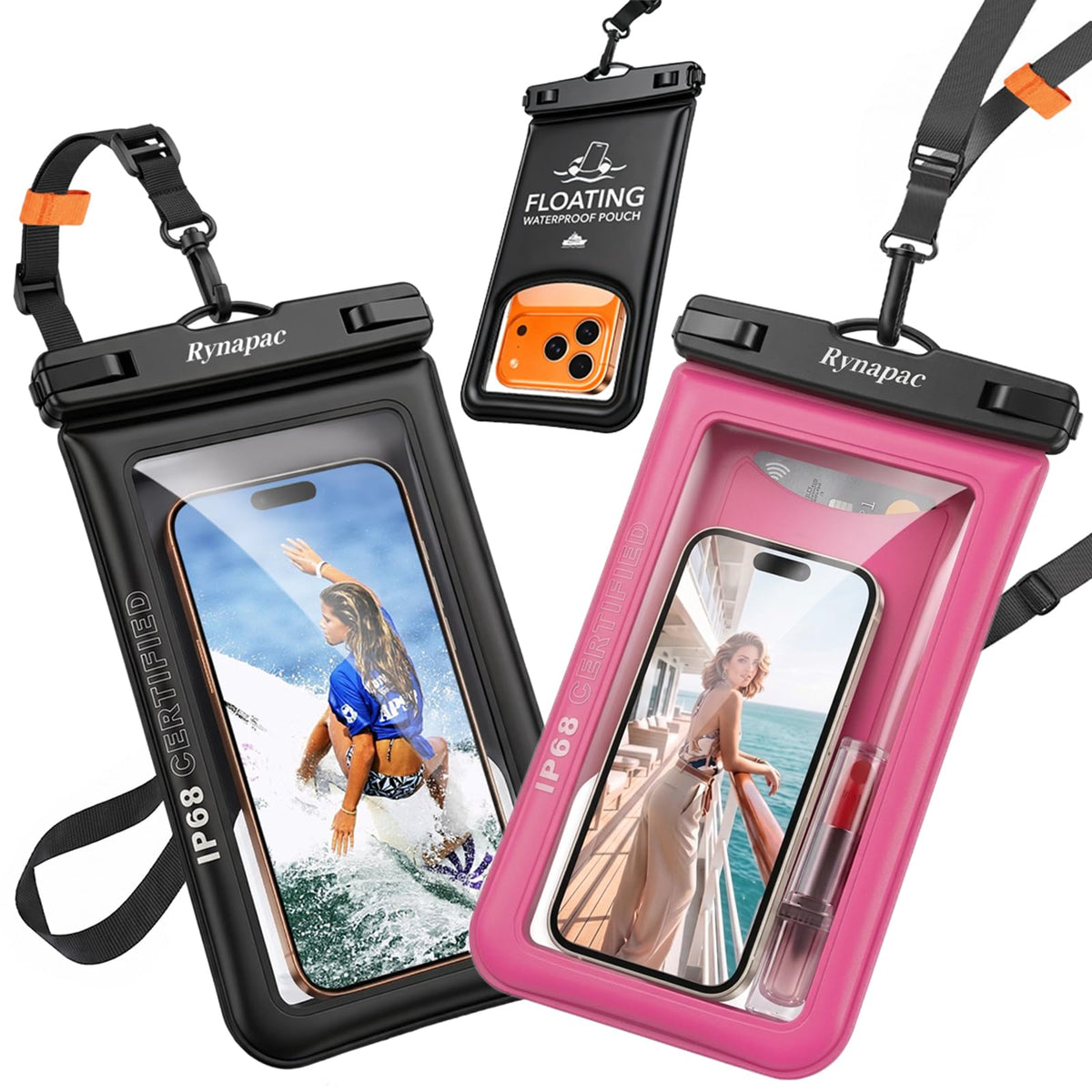Rynapac Floating Waterproof Phone Pouch, 2-Pack – IP68, Up to 9.0"