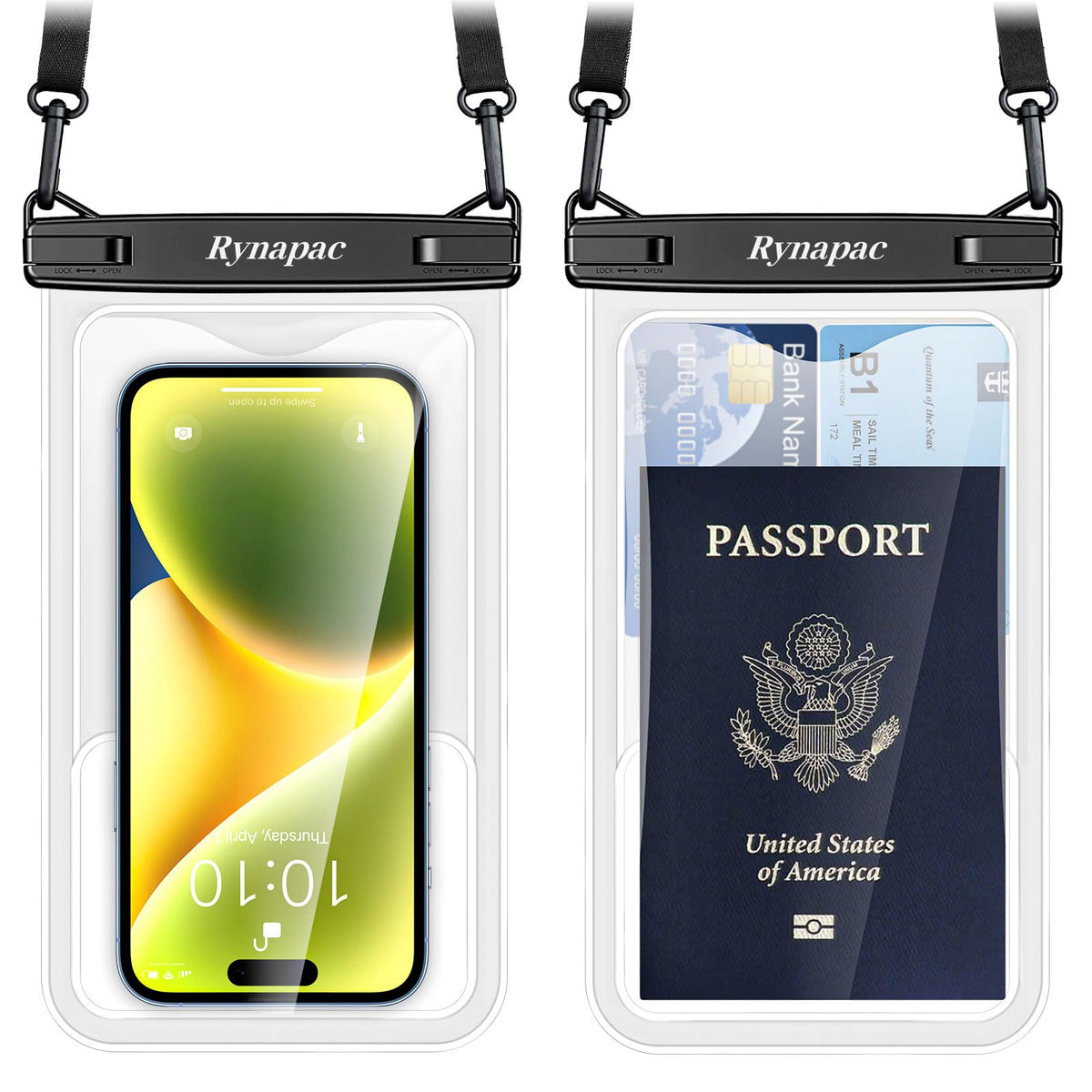 Rynapac Waterproof Phone Pouch, 2-Pack – IPX8 with Inner Pocket, 8.5" & 10"