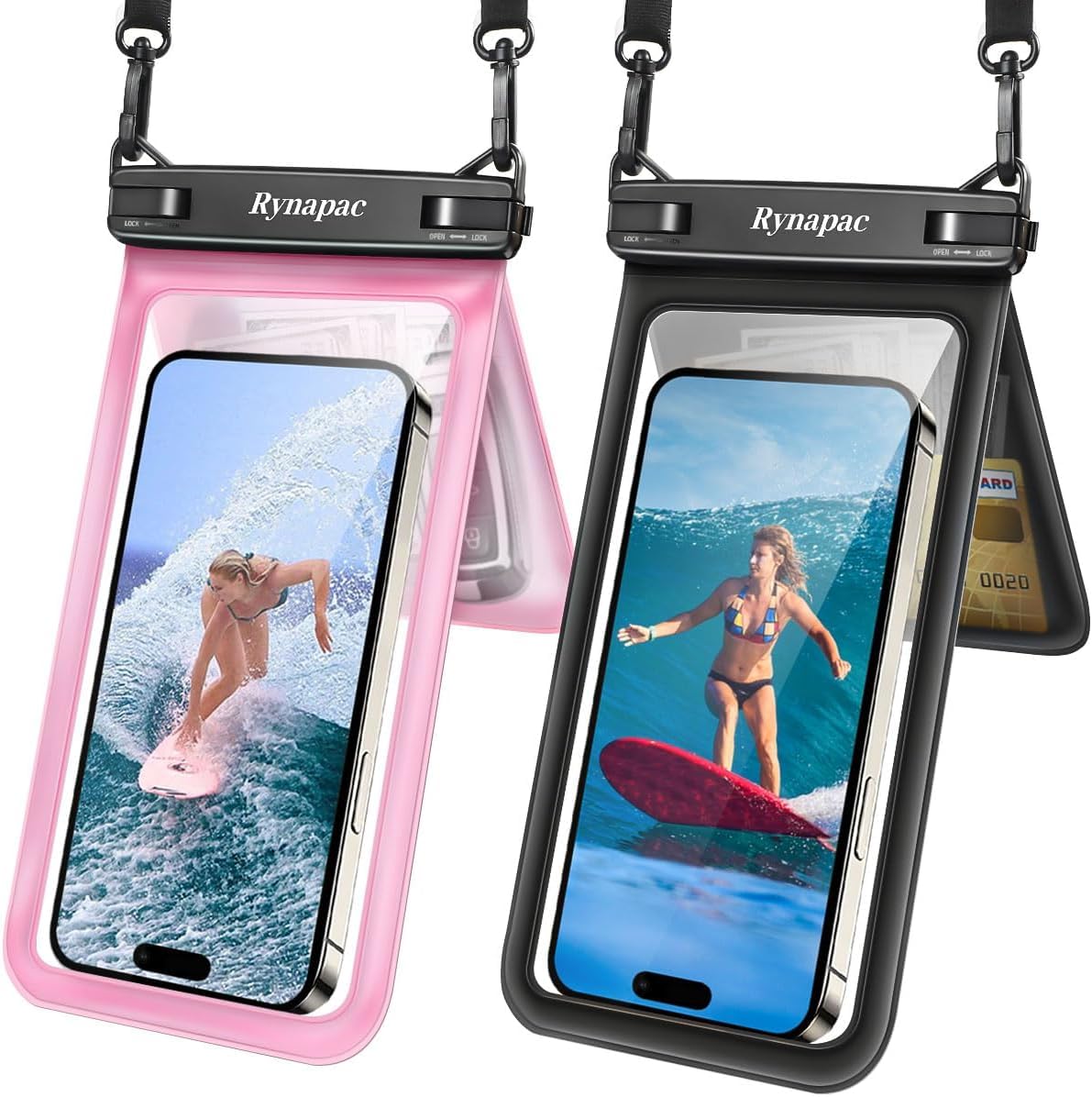 Rynapac Waterproof Phone Pouch, 2-Pack – IPX8 Dual Compartment, Up to 8.5"