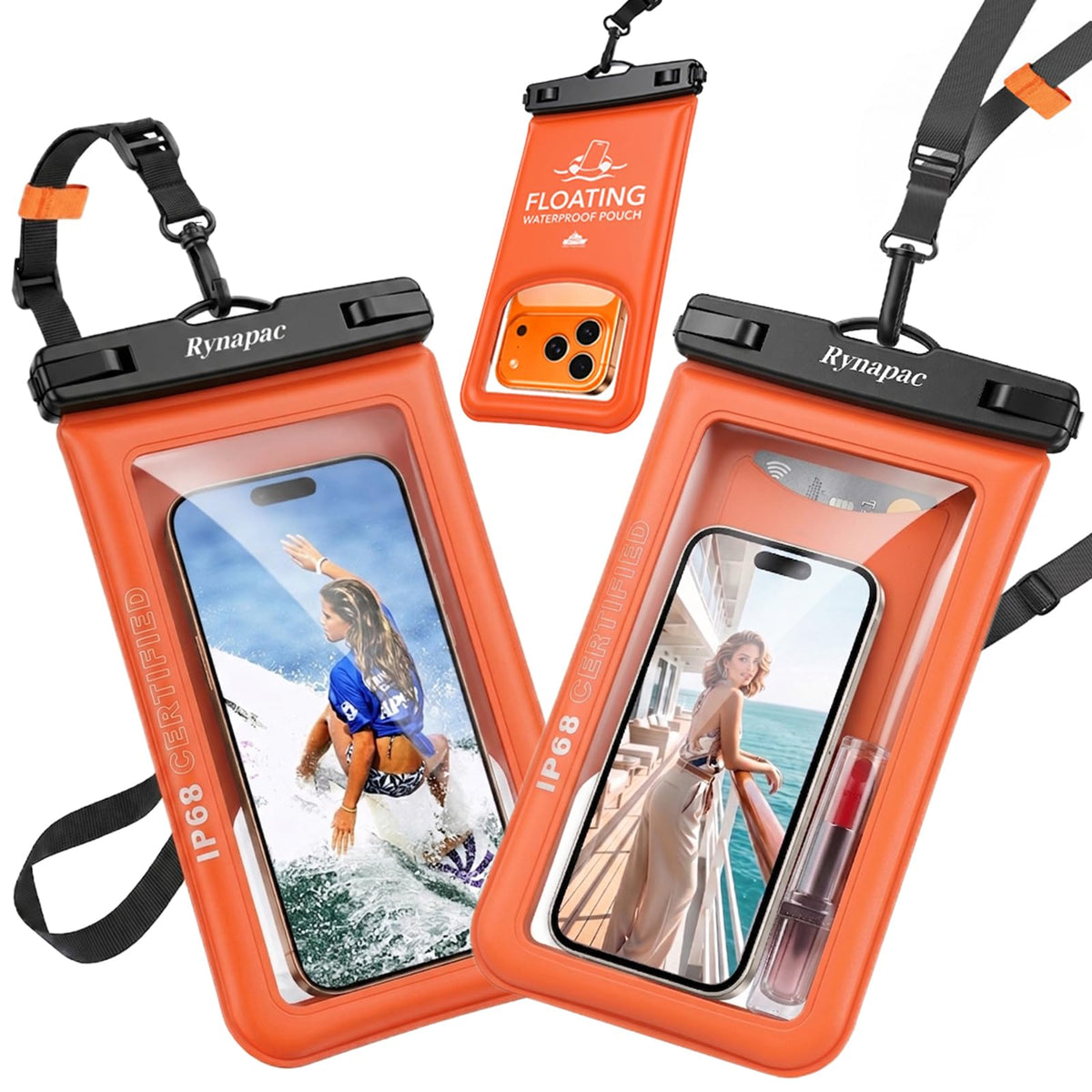 Rynapac Floating Waterproof Phone Pouch, 2-Pack – IP68, Up to 9.0"