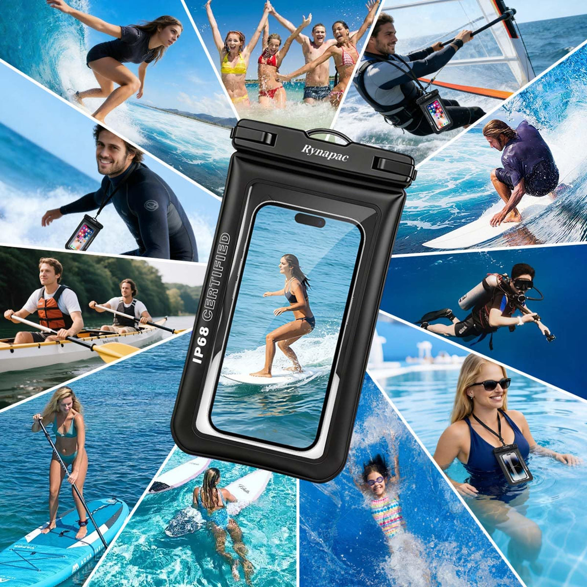 Rynapac Floating Waterproof Phone Pouch, 2-Pack – IP68, Up to 9.0"