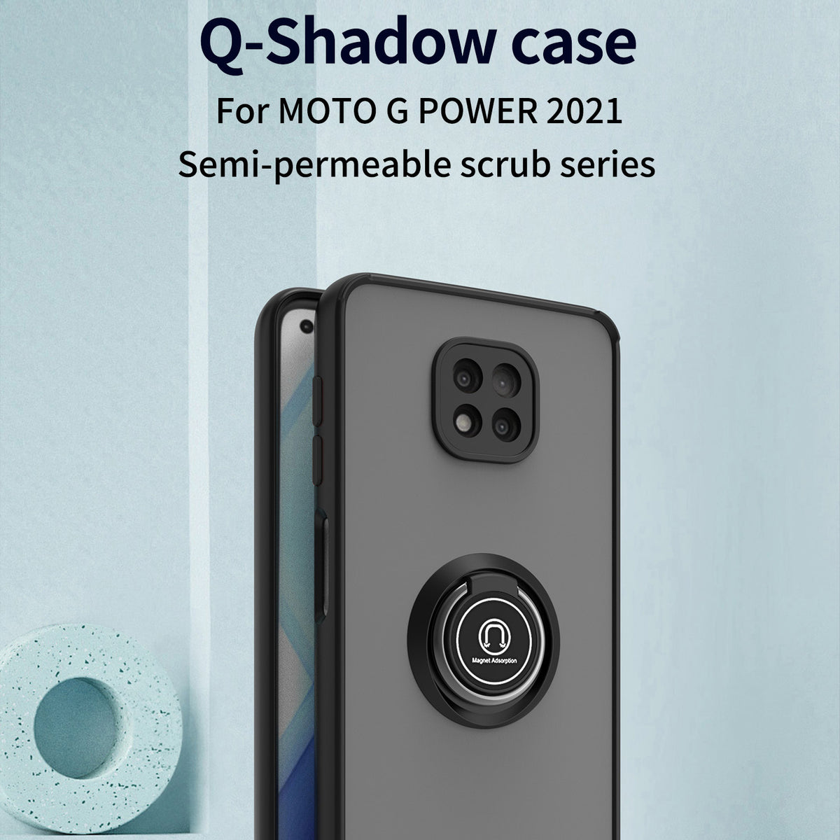 TJS "Define" Ring Kickstand Phone Case for Motorola G Power 2021