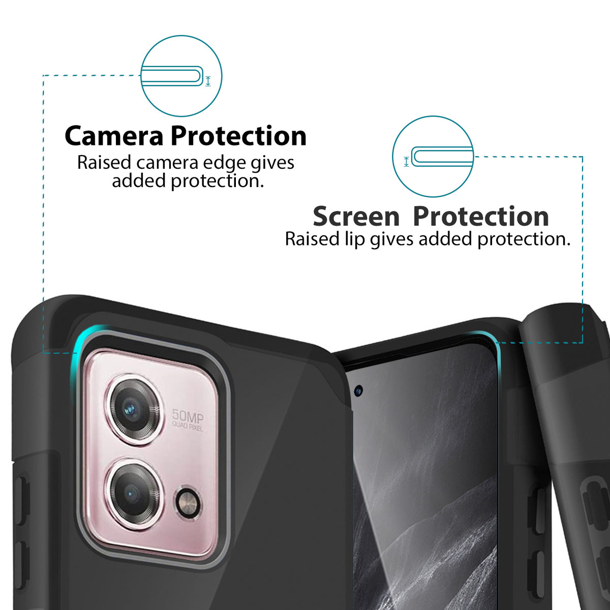 TJS "ArmorLux" Hybrid Phone Case for Motorola G Stylus 4G 2023