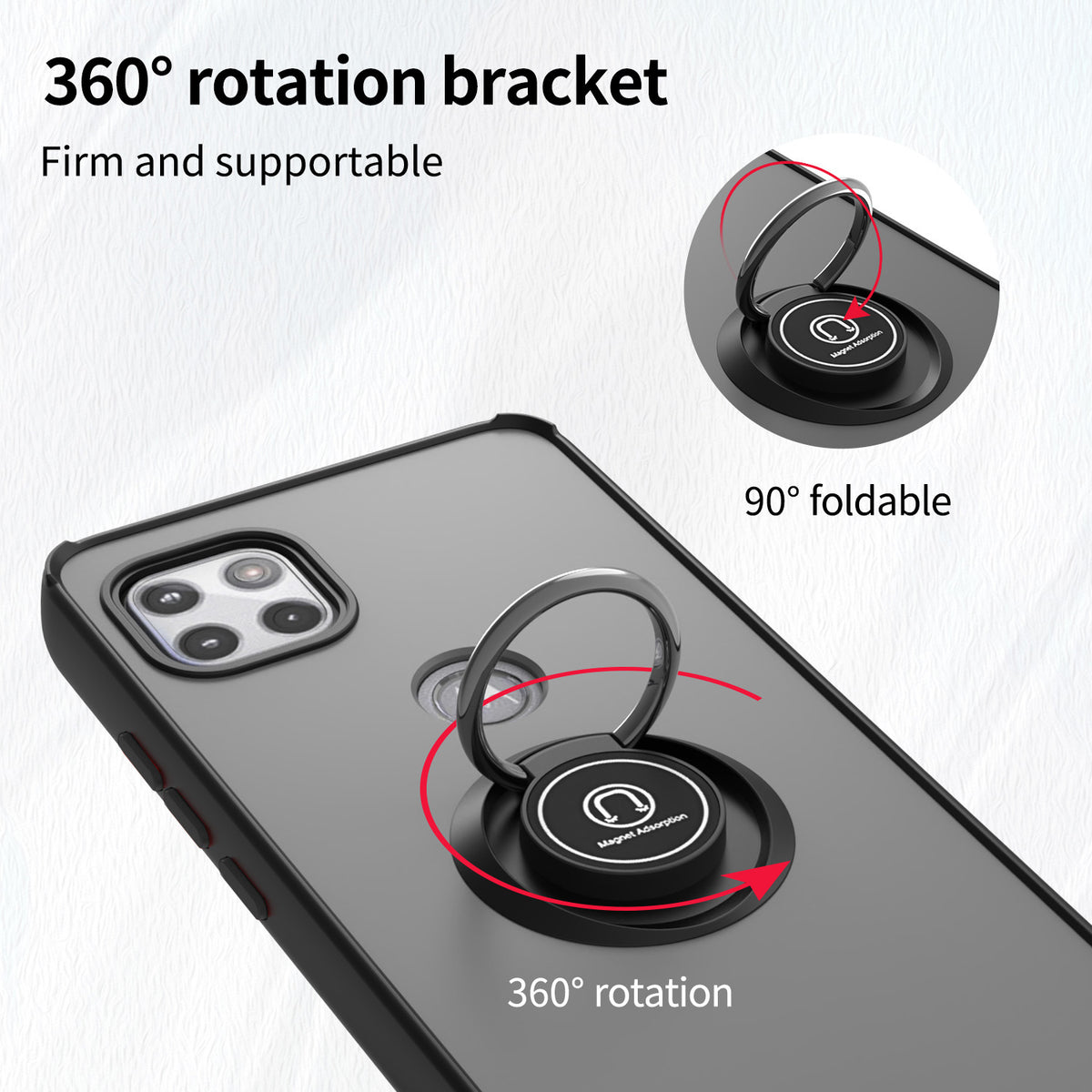 TJS "Define" Ring Kickstand Phone Case for Motorola One 5G Ace