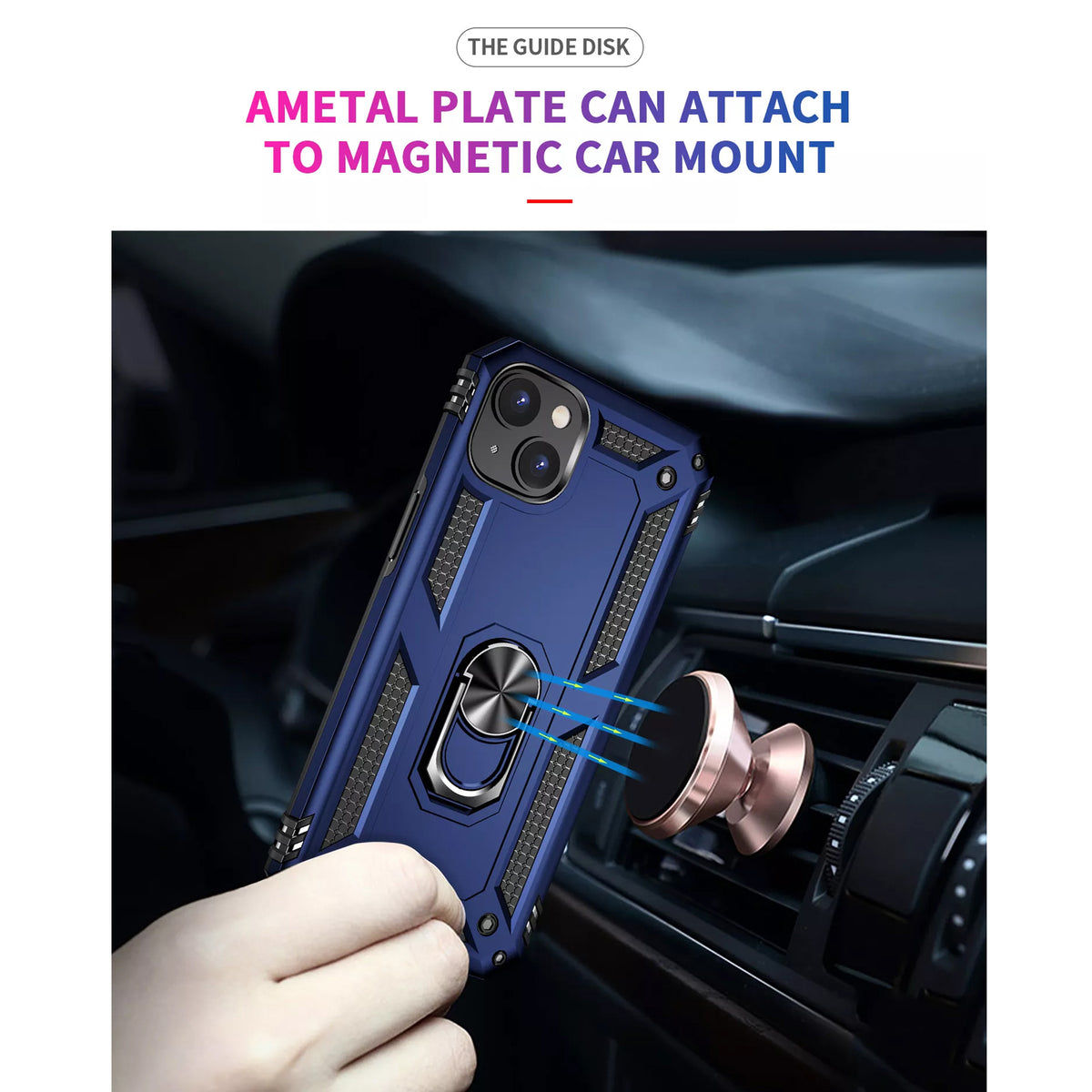 TJS "DuoGuard" Ring Kickstand Phone Case for iPhone 14 Max