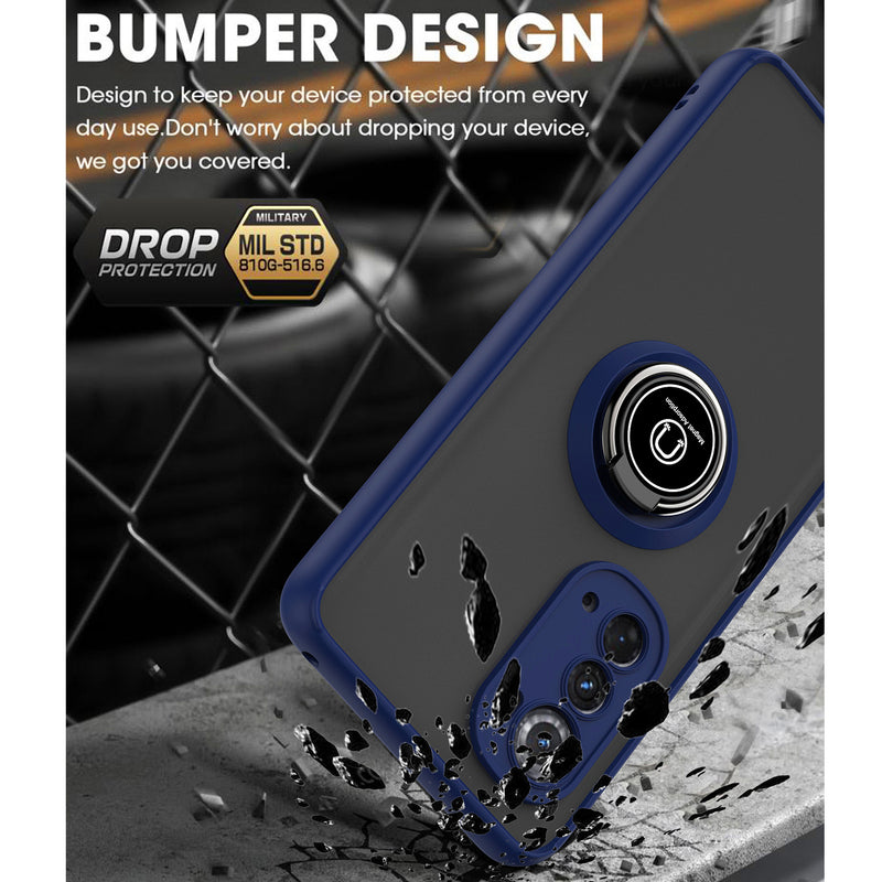 TJS "Define" Ring Kickstand Phone Case for Motorola Edge 5G 2022